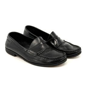 Vintage Y2K School Issue Black Leather Preppy Uniform Penny Loafers
